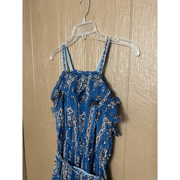 Anthropologie Sasha Ruffled Maxi Dress Size M Blue Paisley Print Halter Neck‎ - Picture 4 of 8